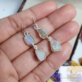 Raw Rainbow moonstone Designer Earrings, Flashy moonstone drop earrings, 925 Silver Gemstone Dainty Jewelry, June Birthstone Fashion Jewelry